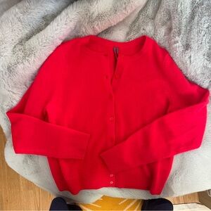 NEW- Anthropologie Red 100% CASHMERE Cardigan